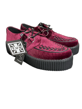 Nwt’s T.U.K. Viva Mondo Burgundy Velvet Platform Creepers Size 9